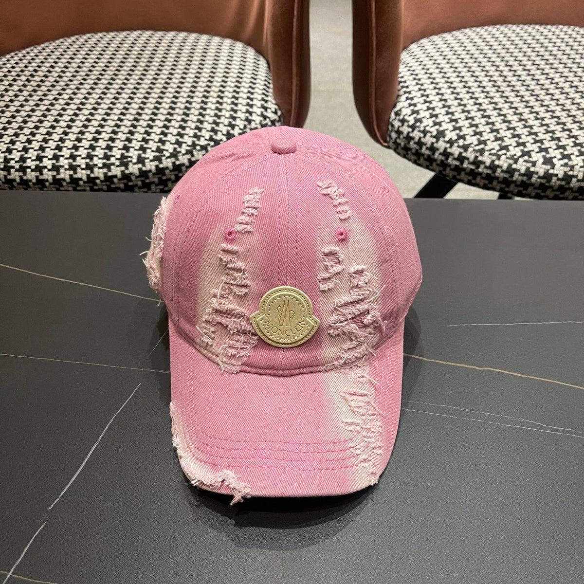Moncler 2026 Distressed Baseball Cap Hat Denim 566104