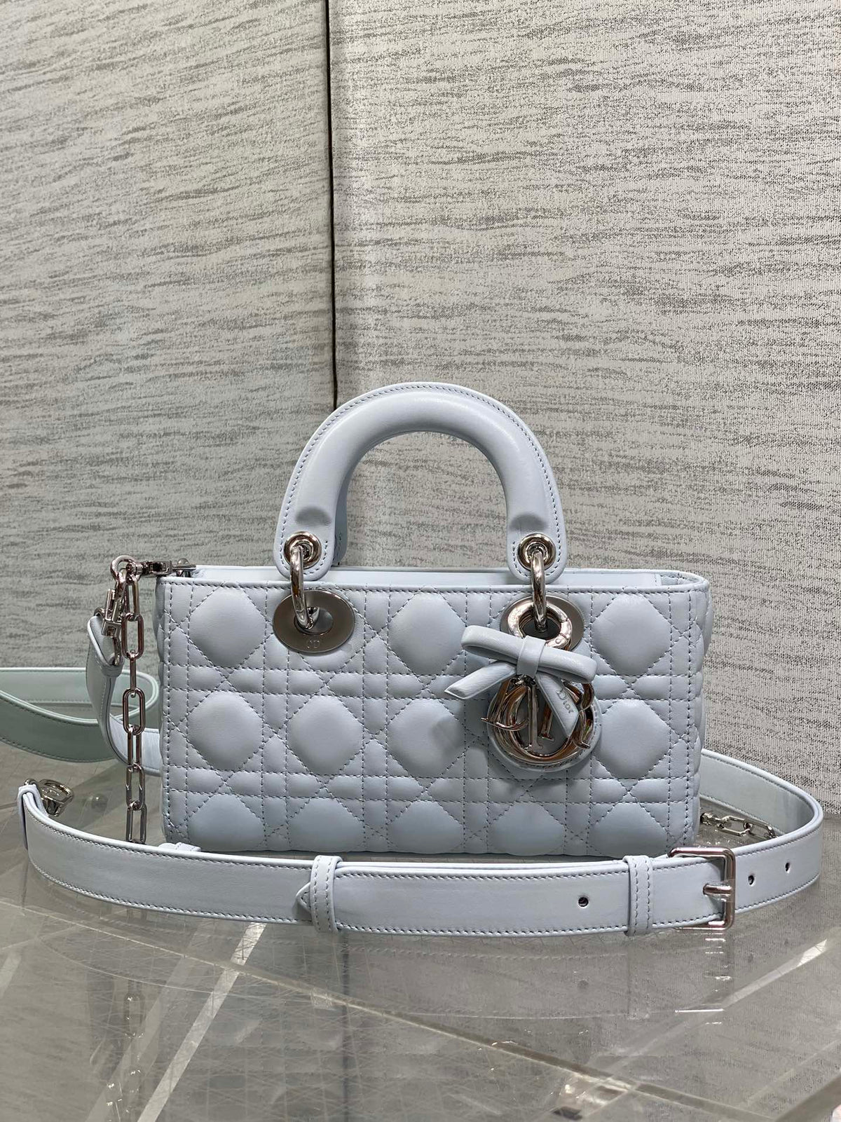 Dior 2026 Bow Lady D-Joy Glacier Blue Cannage Lambskin 286621