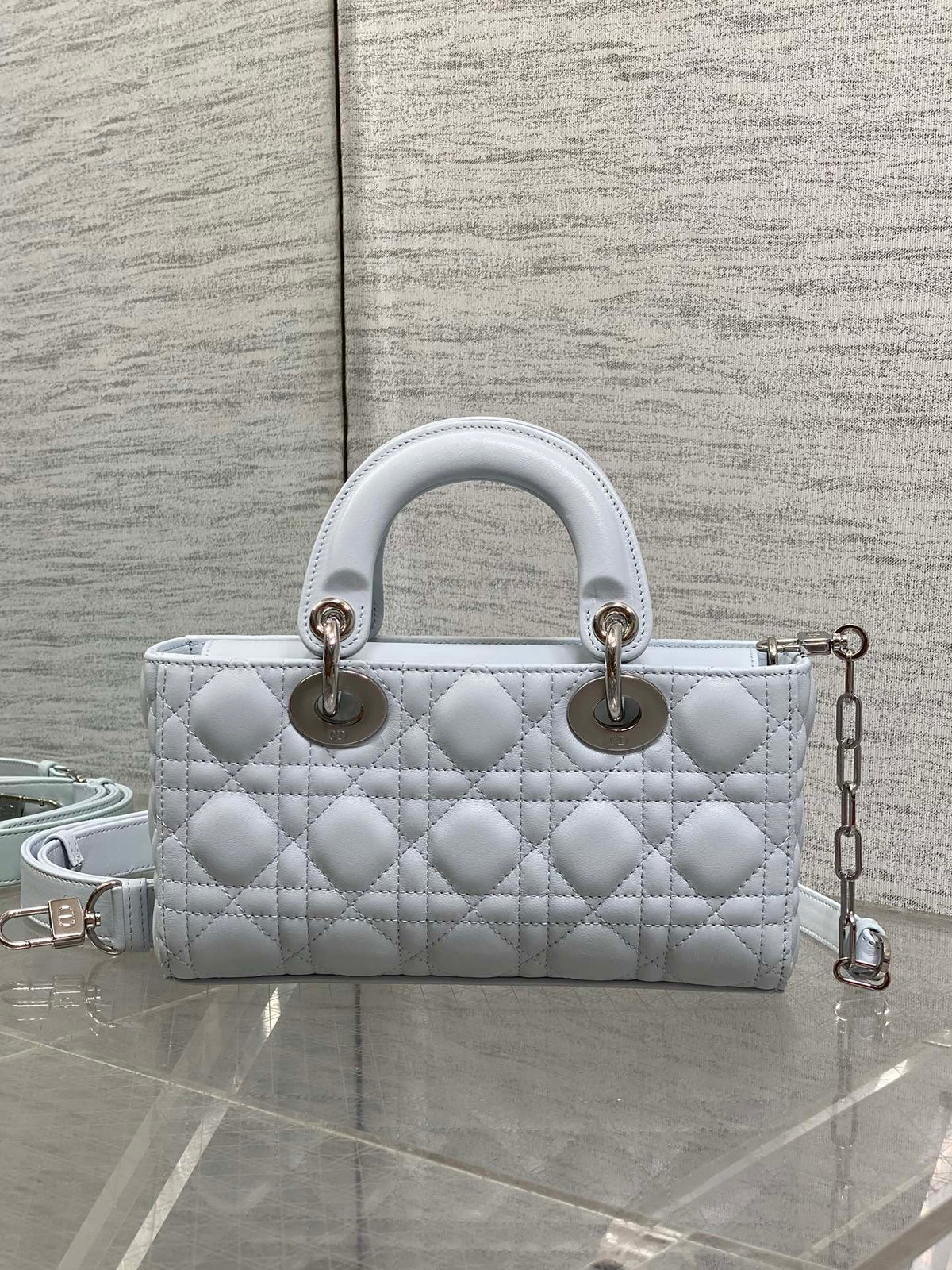 Dior 2026 Bow Lady D-Joy Glacier Blue Cannage Lambskin 286621
