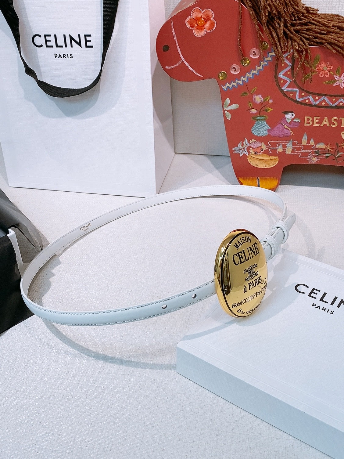Celine 7.5cm Belt Buckle 1.3cm Width Calfskin