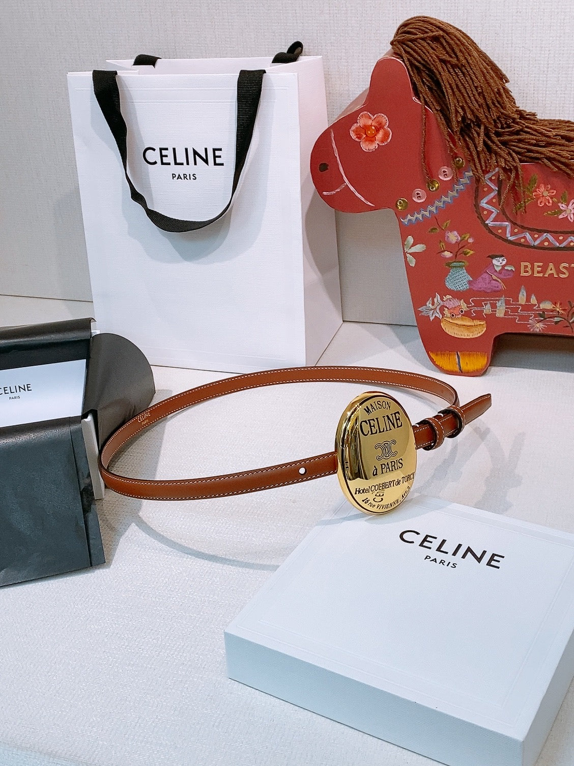 Celine 7.5cm Belt Buckle 1.3cm Width Calfskin