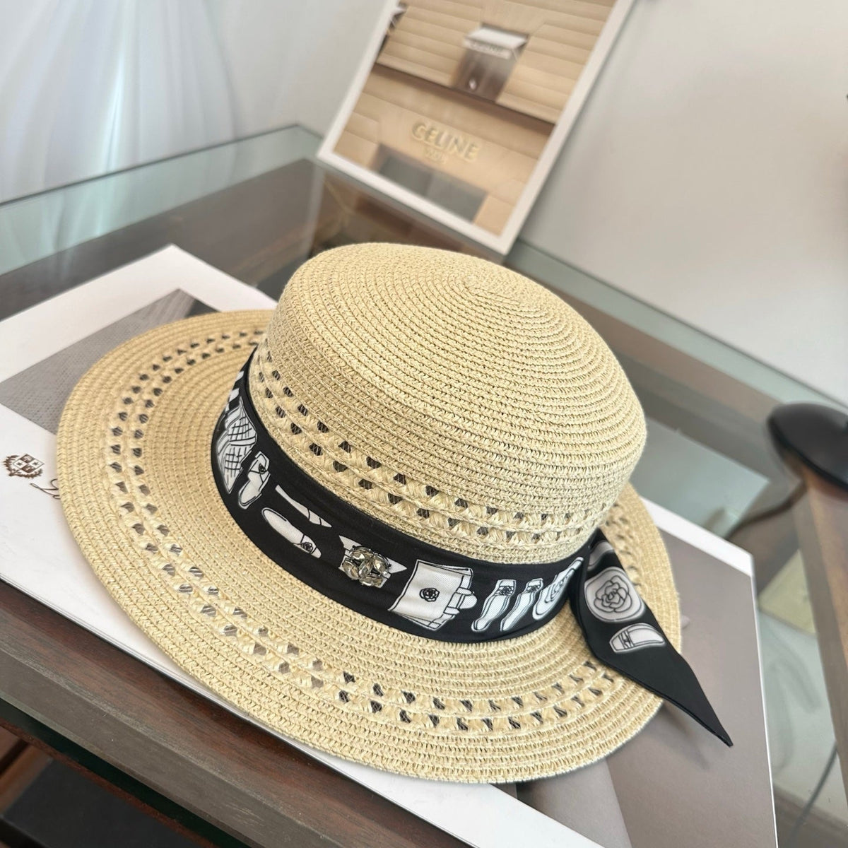 Chanel Flat Top Straw Hat 294945