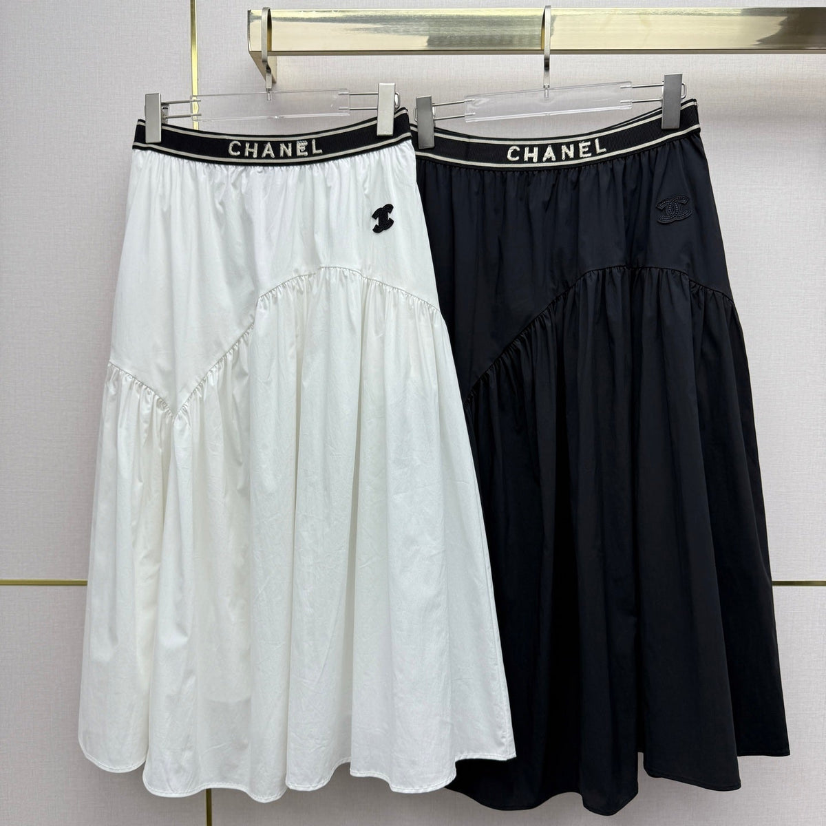 Chanel 2026 Elastic Waistband With Brand Midi Skirt Cotton 367700