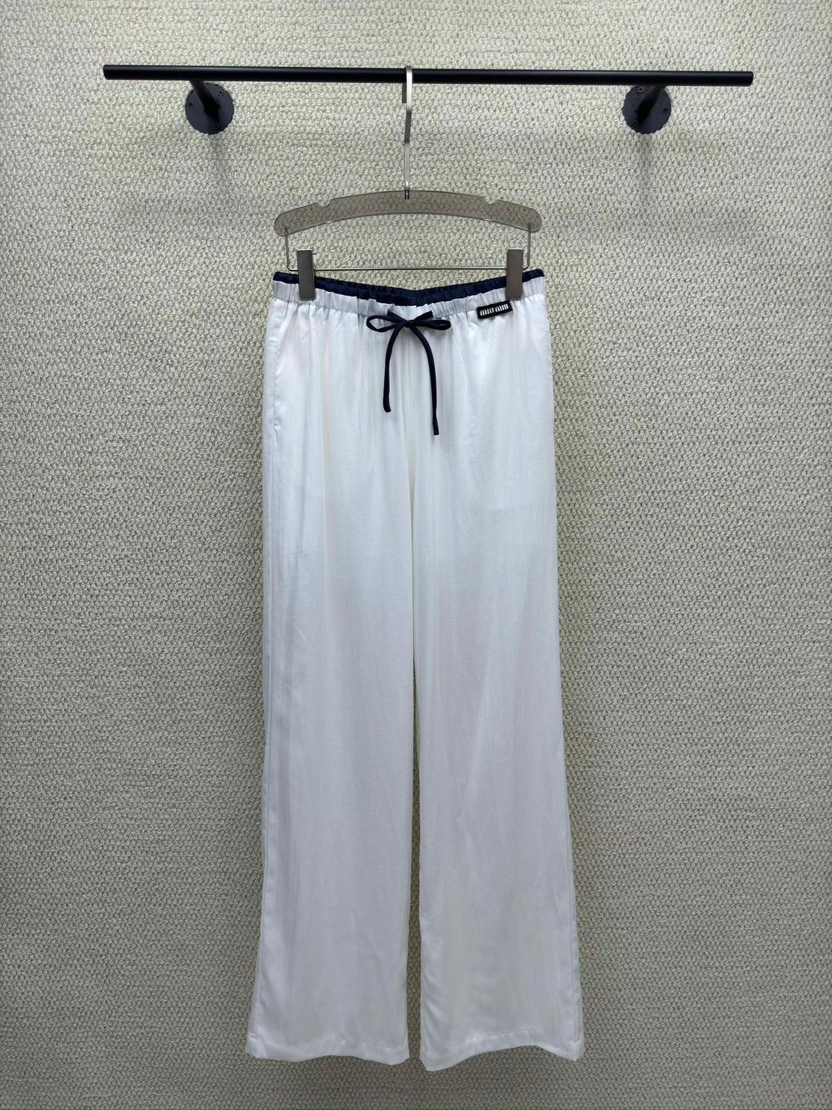 Miumiu 2026 Elastic High-Waisted Straight Wide-Leg Pant Tencel Cotton