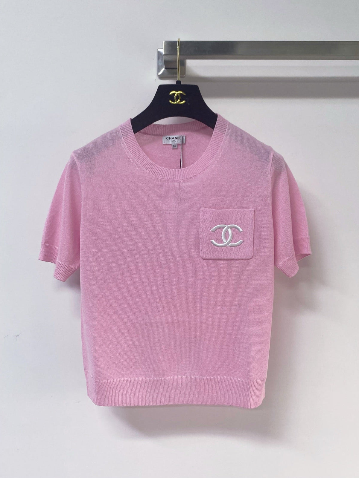 Chanel 2026 Short-sleeved Shirt White Pink Wool 268485