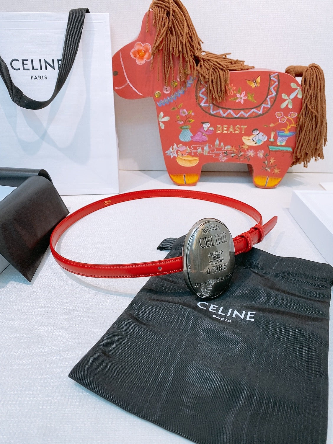 Celine 7.5cm Belt Buckle 1.3cm Width Calfskin