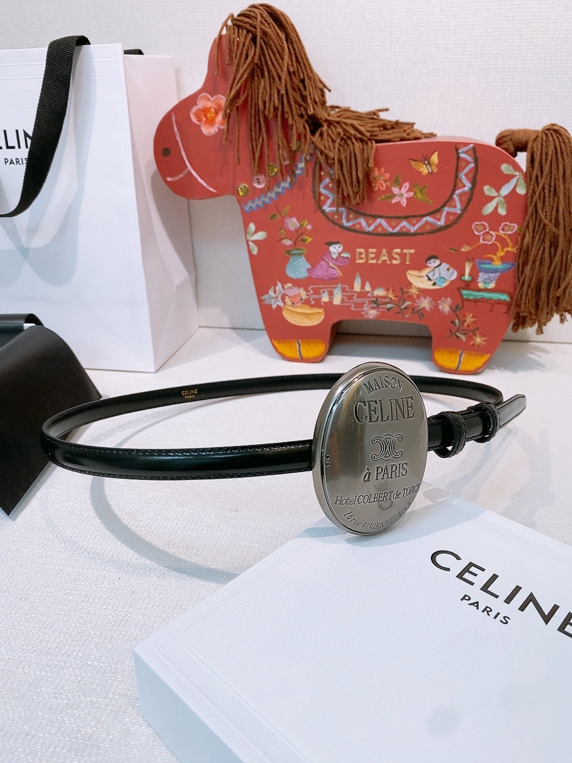 Celine 7.5cm Belt Buckle 1.3cm Width Calfskin