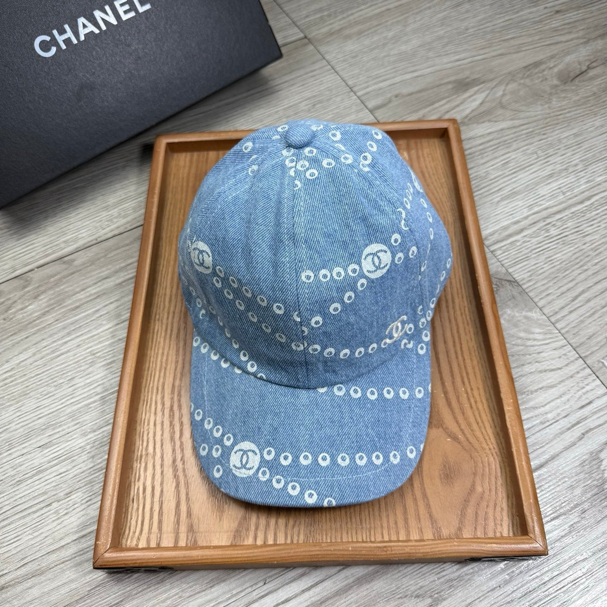 Chanel Chain Pattern Baseball Denim Cap 240591