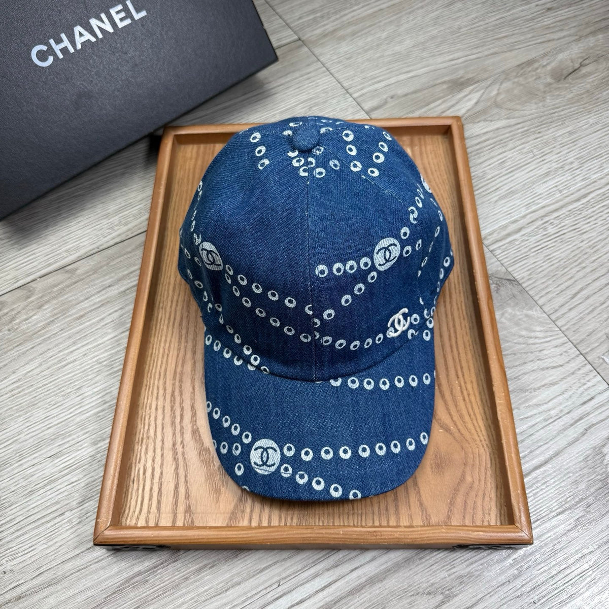 Chanel Chain Pattern Baseball Denim Cap 240591