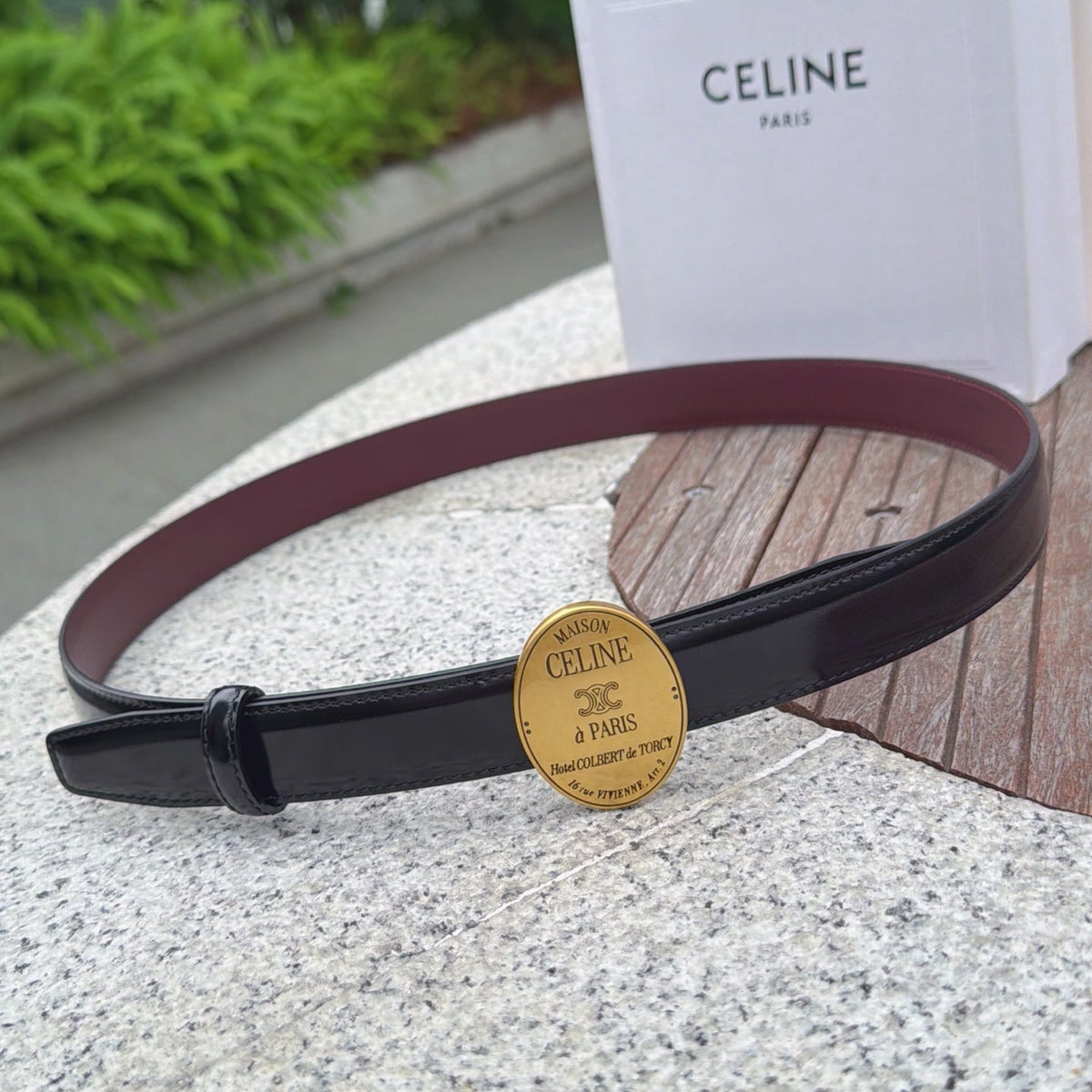 Celine 2026 Double-sided Belt 2.5cm Cowhide Gold Buckle
