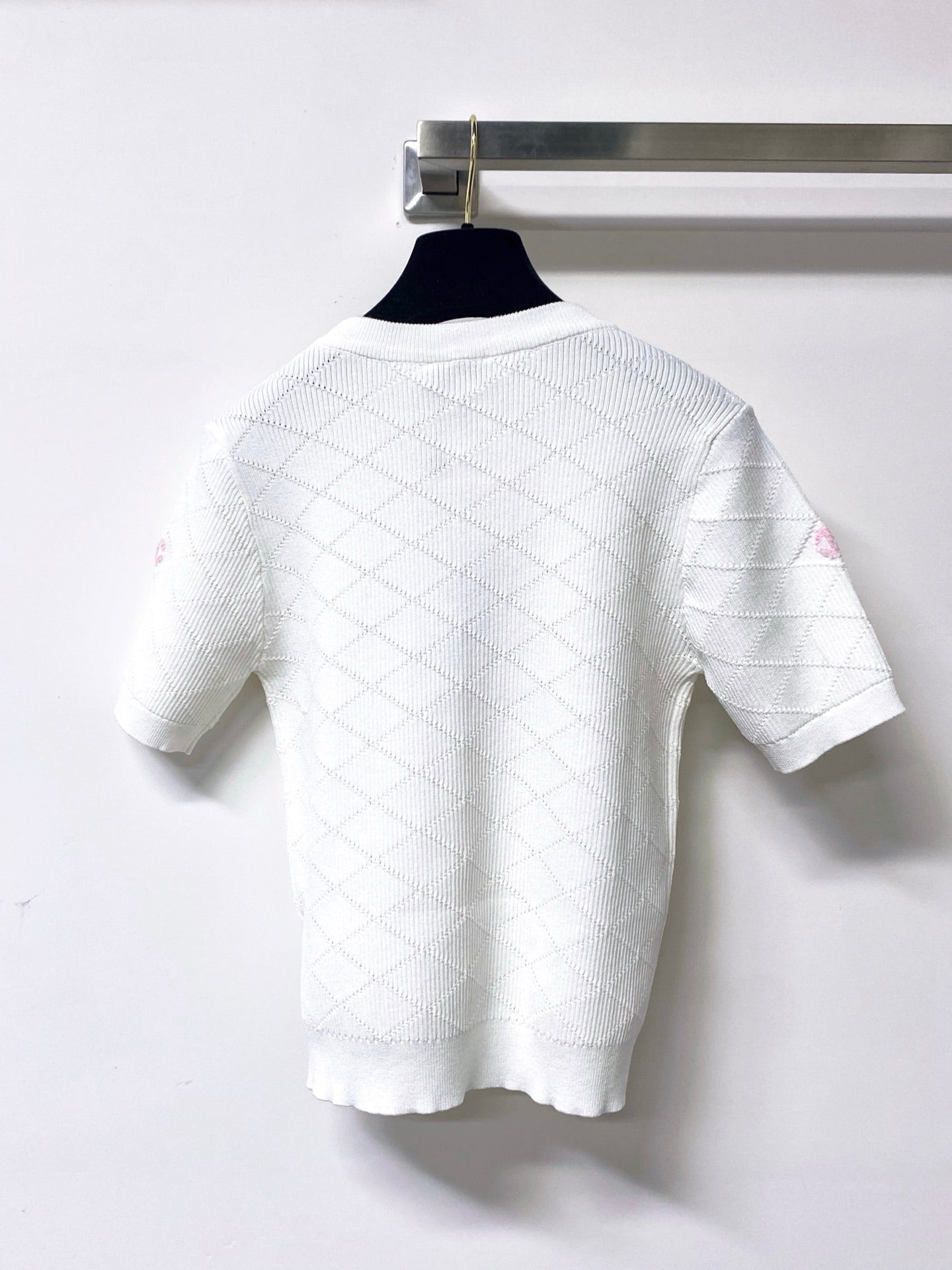 Chanel 2026 Quilted Knit Short-sleeved Shirt Wool Cashmere Tencel 310325