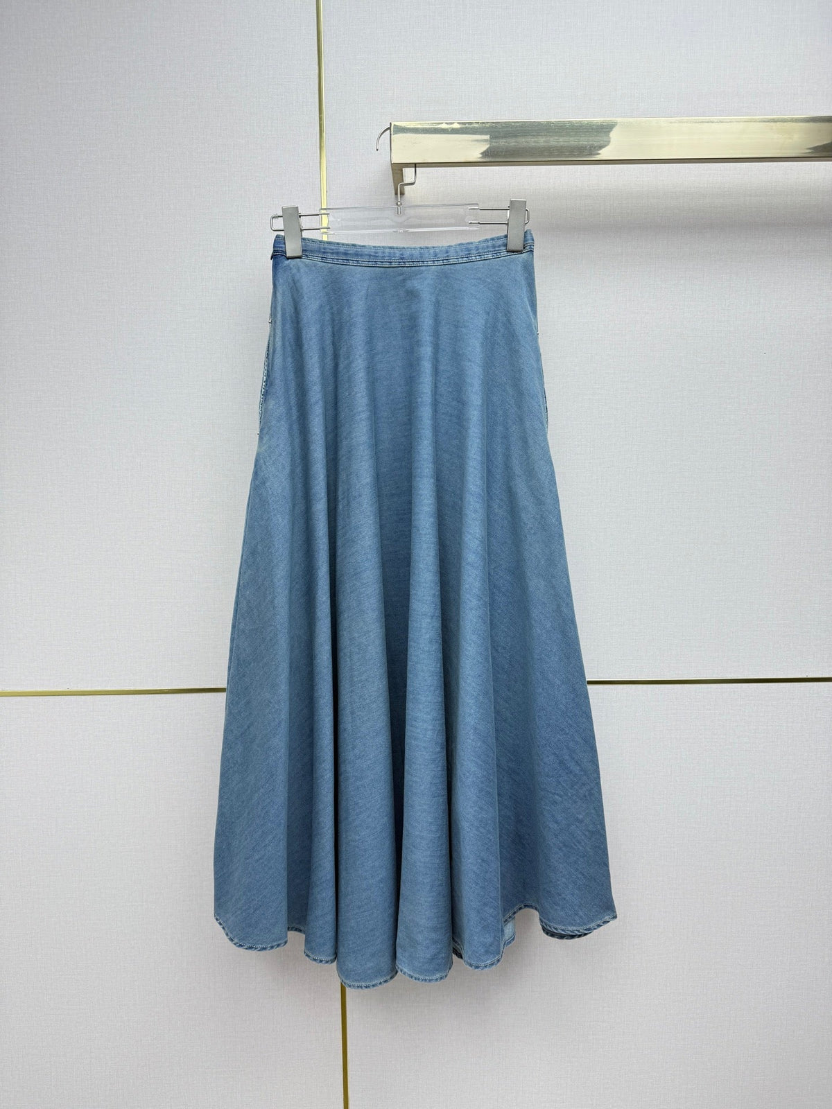 Dior 2026 Denim Midi Skirt With Drawstring Waist Cotton 380460