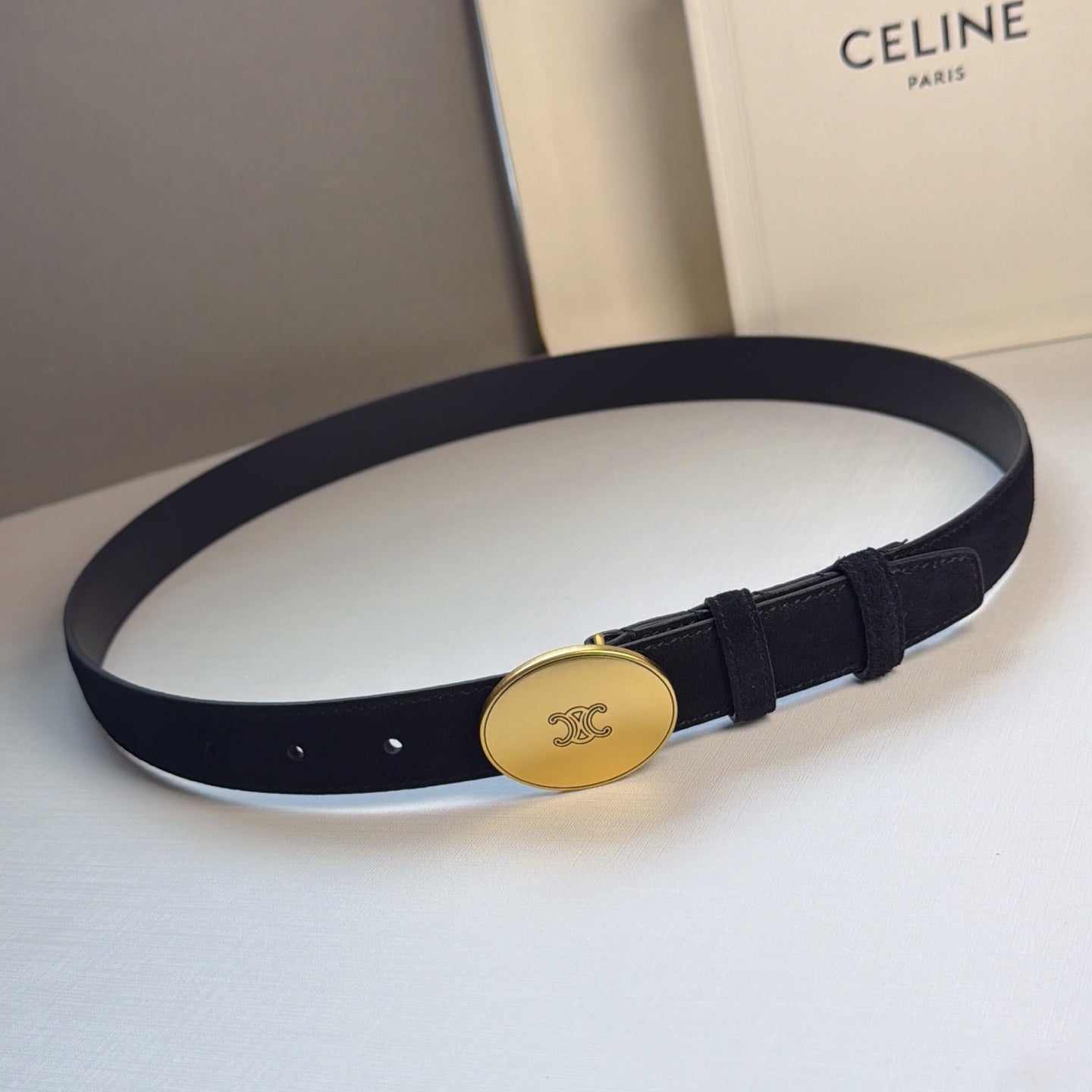 Celine 2026 Triomphe Belt 25mm Suede 205745