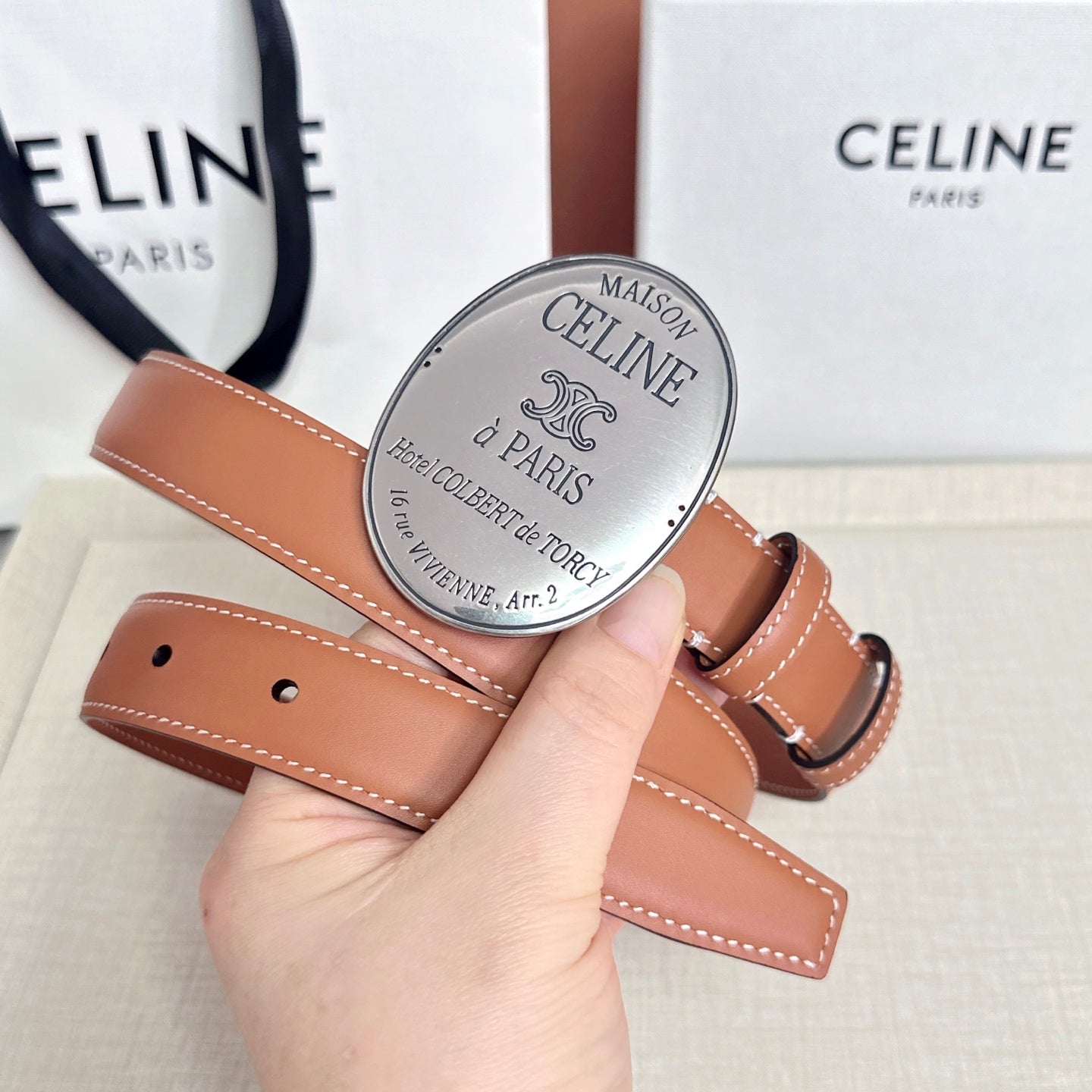 Celine 2026 Maison Paris Belt 25mm Leather 205170