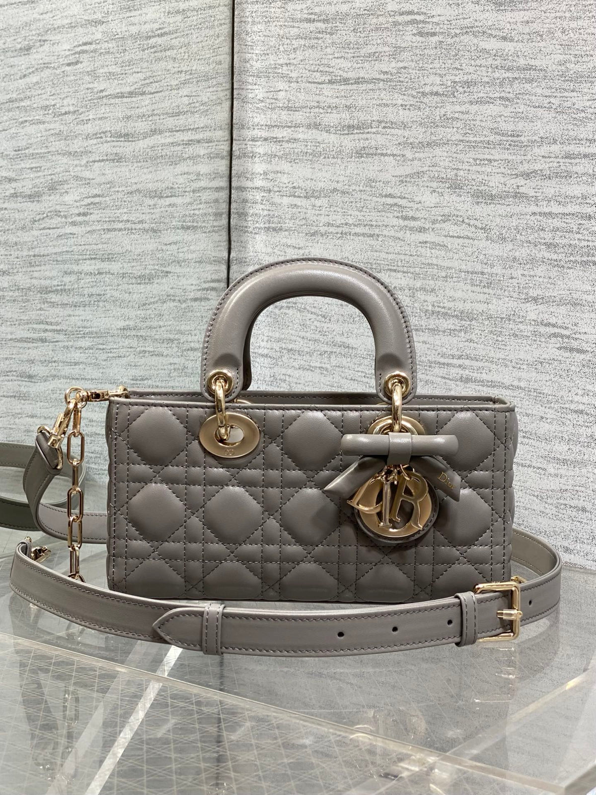 Dior 2026 Bow Lady D-Joy Grey Cannage Lambskin 286461