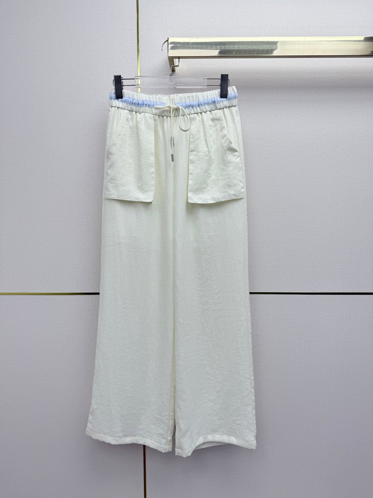 Miumiu 2026 Straight Leg Pants with Elastic Drawstring Waist Rayon Tencel 380433