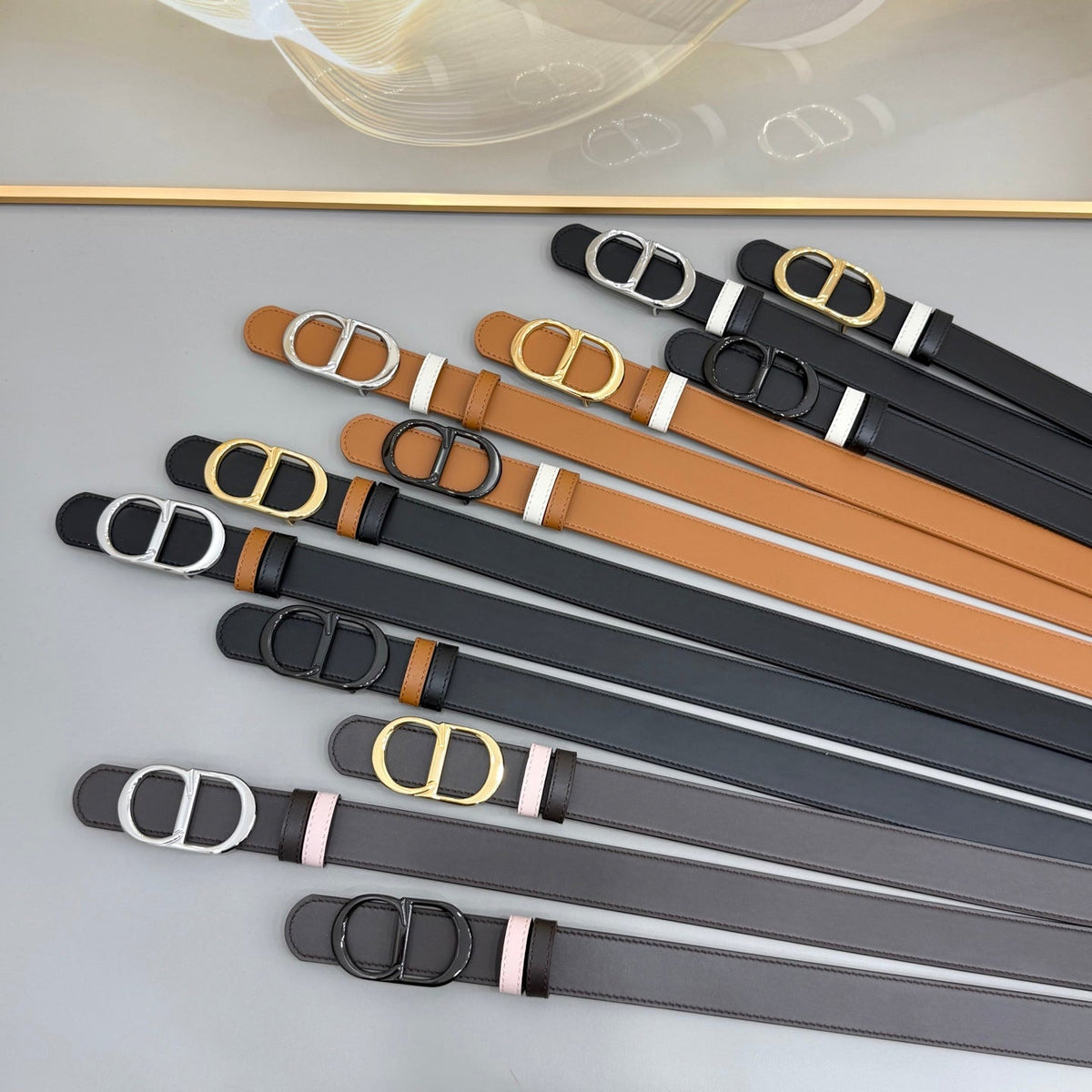 Dior 30mm Montaigne Reversible Belt Smooth Calfskin 208864