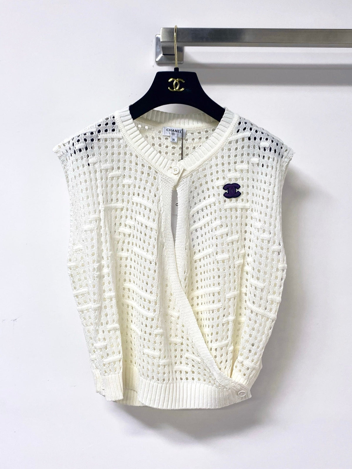 Chanel 2026 V-neck Crochet Knit Vest Acrylic 419420