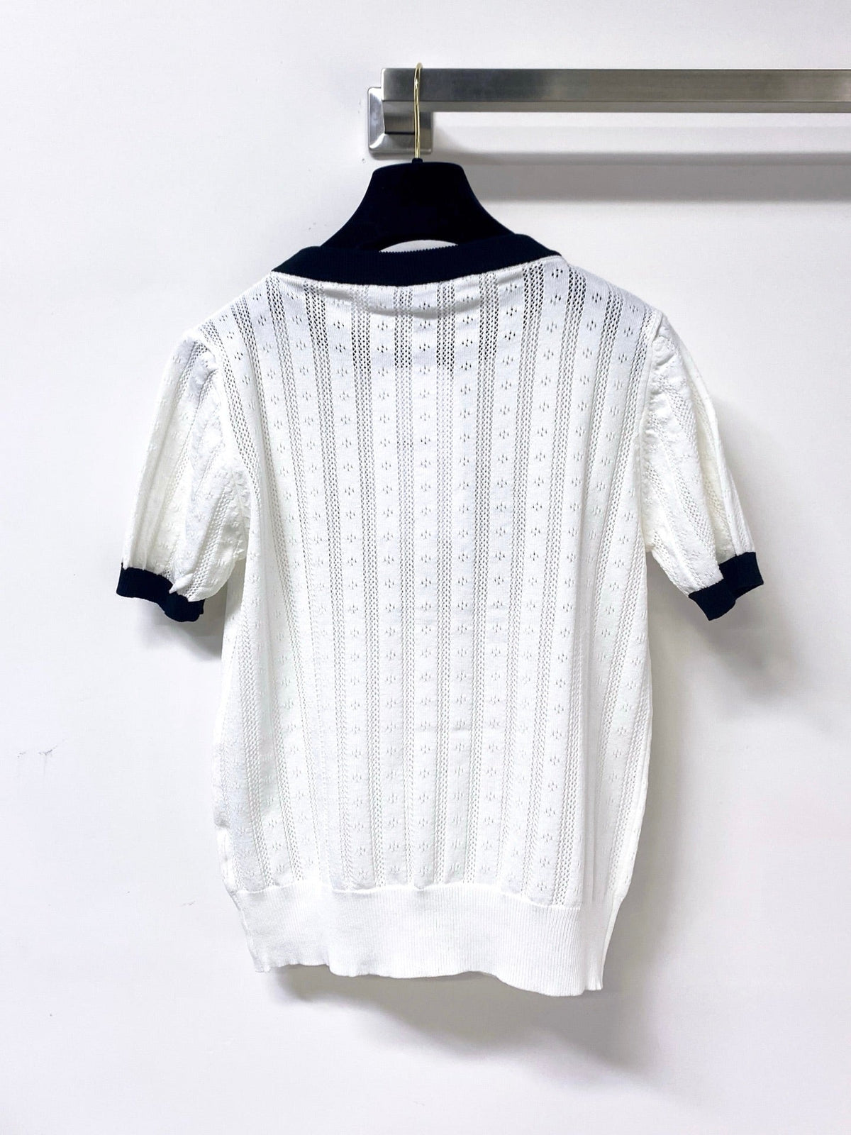 Chanel 2026 Short-Sleeved Shirt Embellished Floral Mercerized Wool 419403
