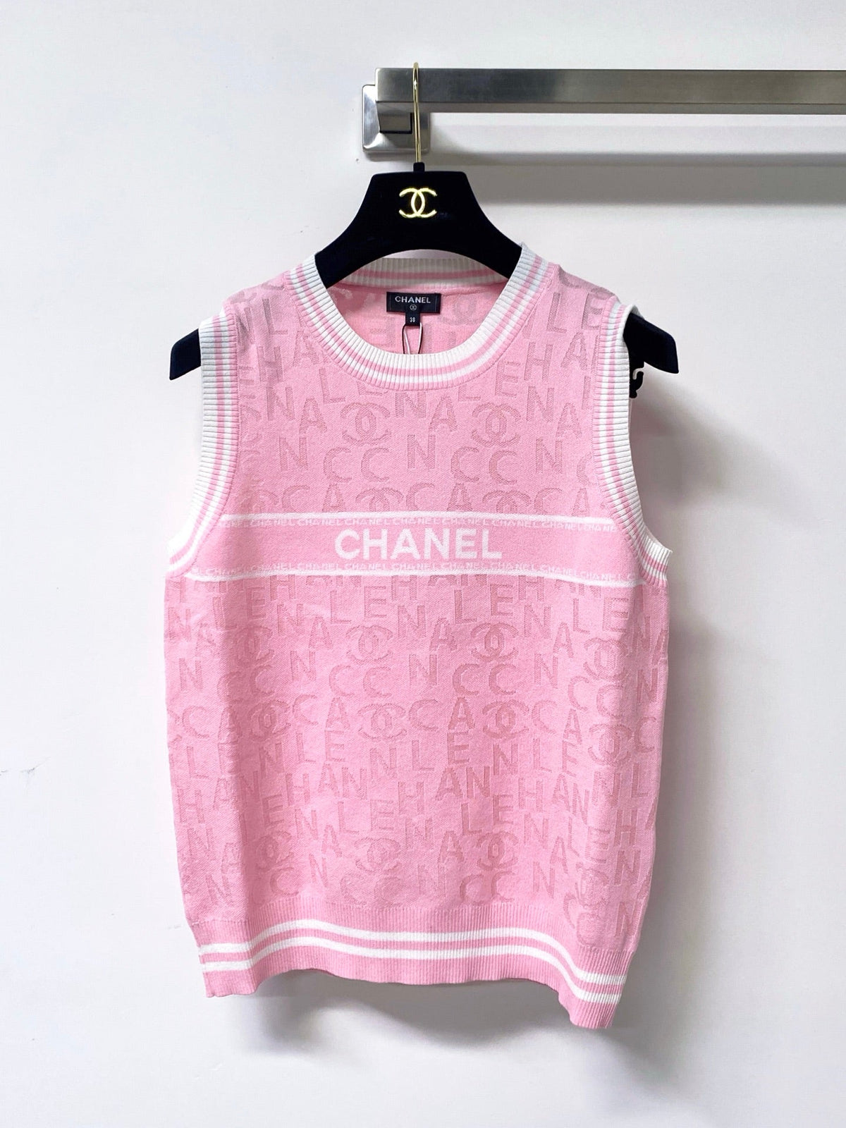 Chanel 2026 Striped Knit Vest Cotton 439815