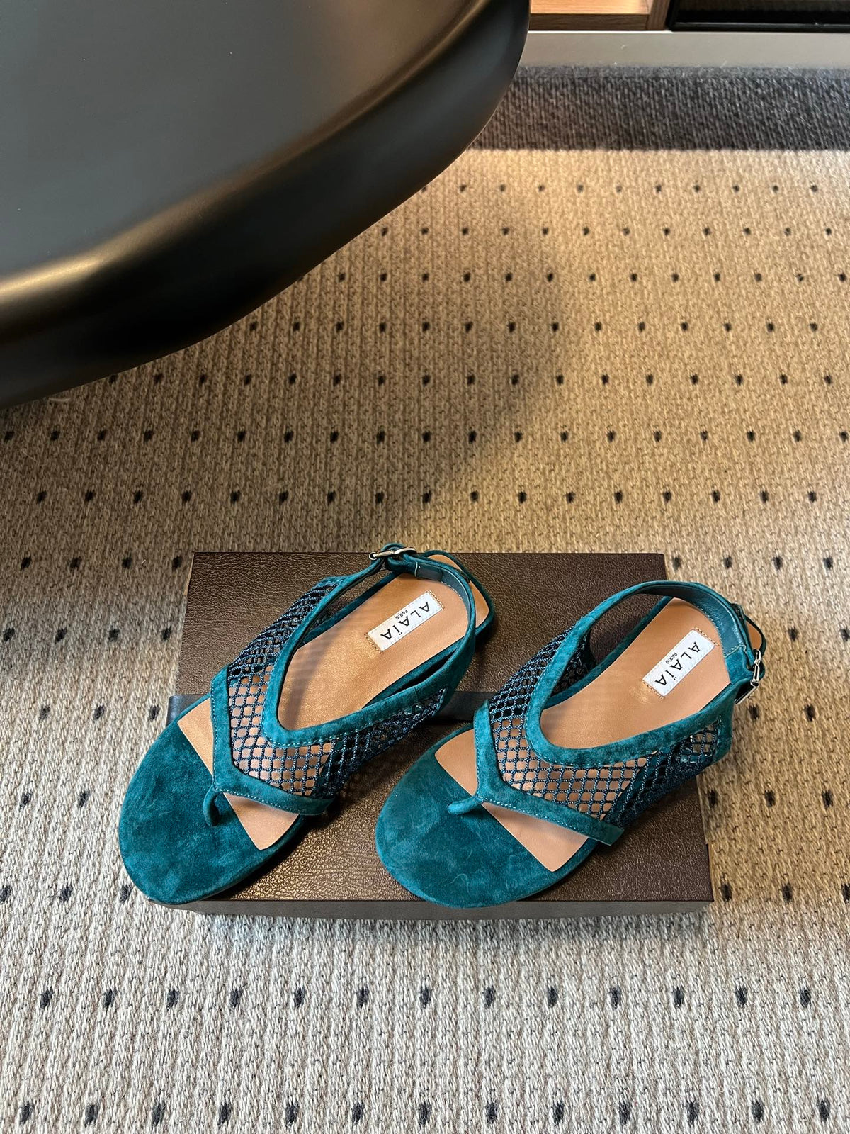 Alaia 2026 Thong Sandals Mesh Suede 803341