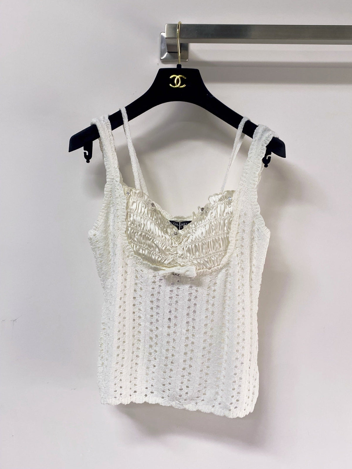 Chanel 2026 Knit Bustier Top Wool Laine With Satin Detailing 471895