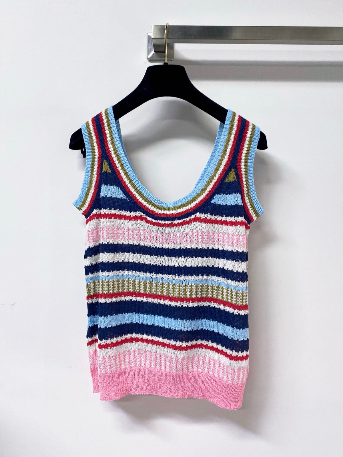 Chanel 2026 Knit Tank Top V-neck Cotton 479947