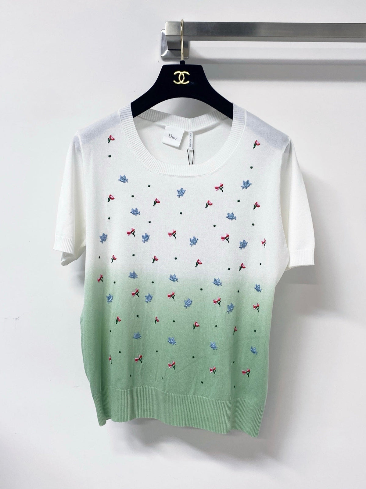 Dior 2026 Short-Sleeve T-Shirt Embroidered Colorful Floral Tencel 479916