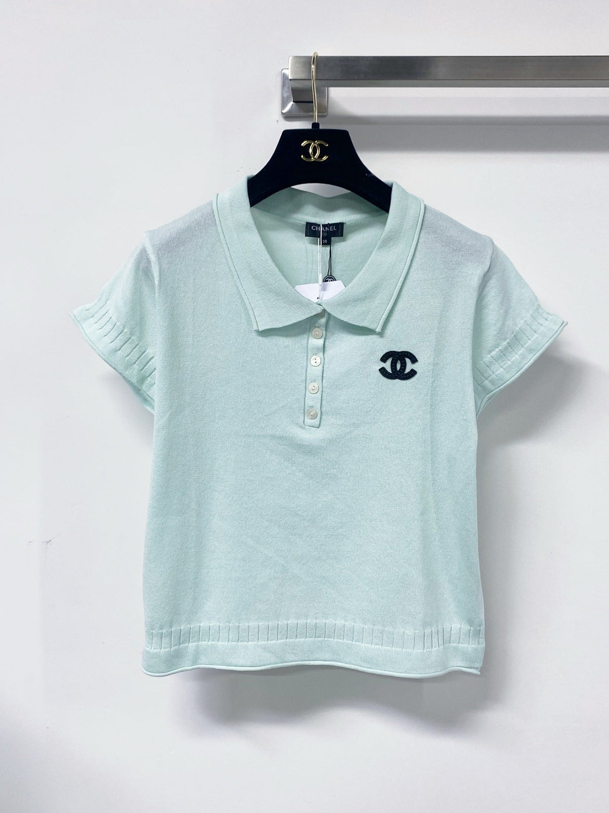 Chanel 2026 Short-Sleeve Knit Polo Shirt Wool Laine 479887