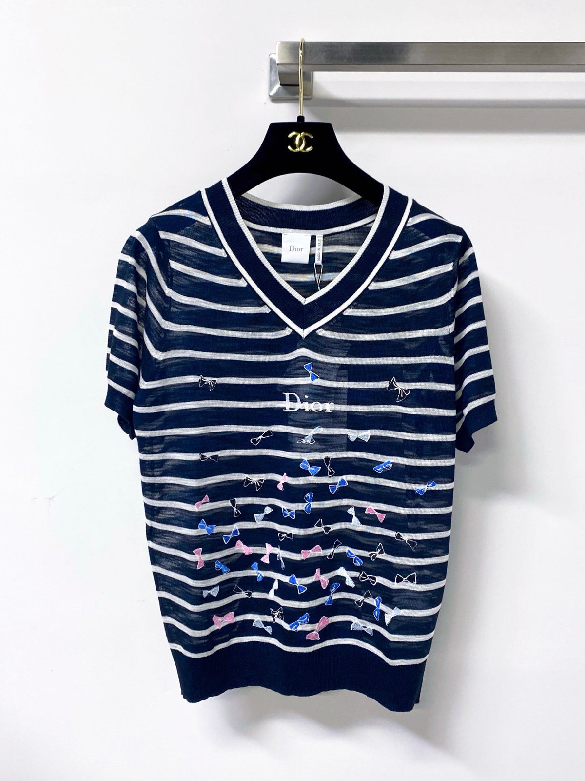 Dior 2026 Striped V-neck Short-Sleeve Shirt Viscosa 487999