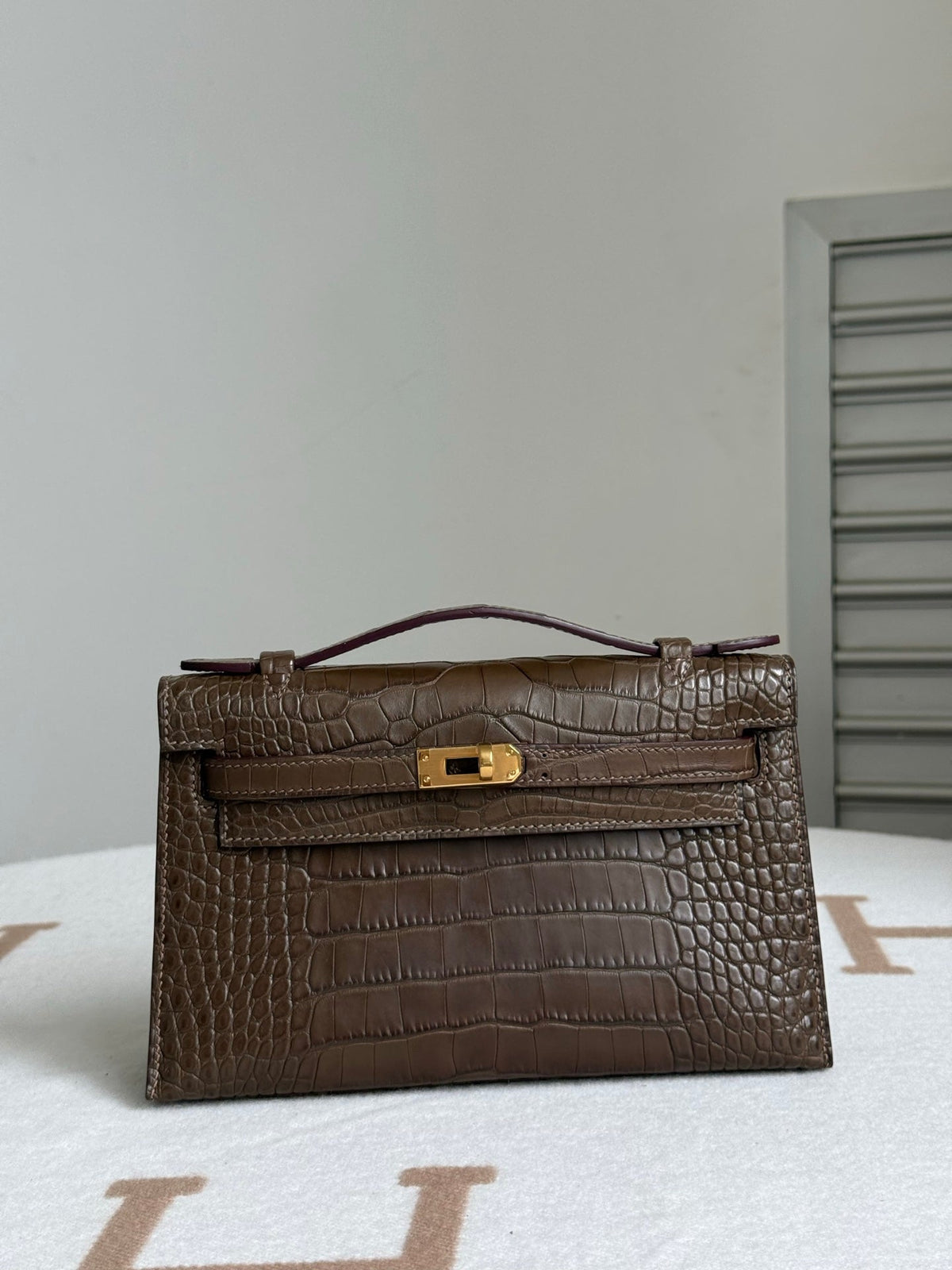 High-end Hermes 2026 Kelly Pochette Bag 22cm Crocodile Leather