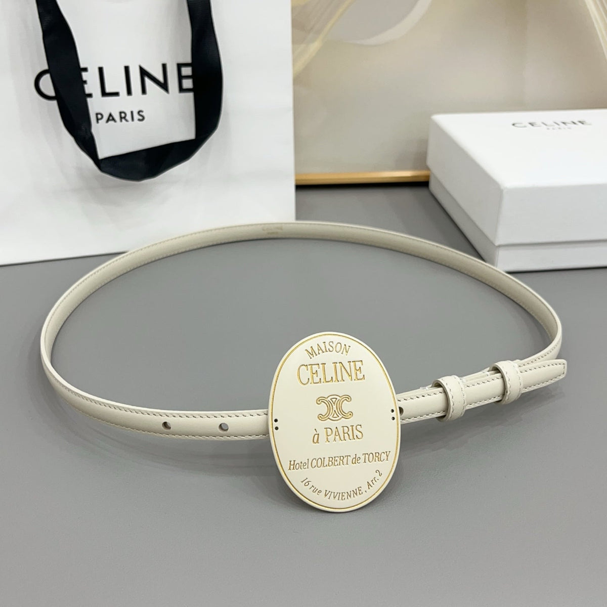 Celine 7.5cm Belt Buckle 1.3cm Width Calfskin