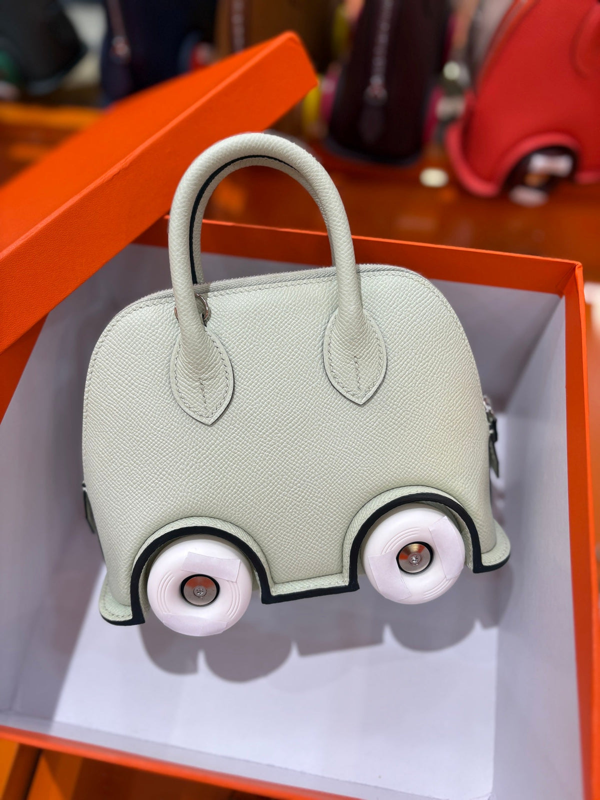 High-end Hermes 2026 Mini Bowling Wheel Bag Epsom Leather