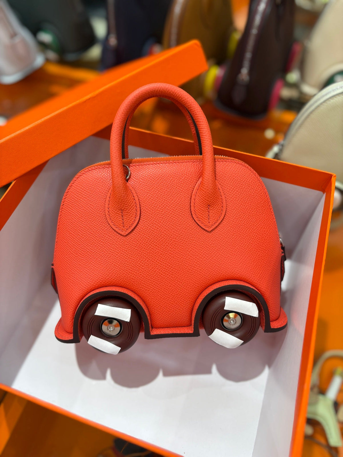 High-end Hermes 2026 Mini Bowling Wheel Bag Epsom Leather