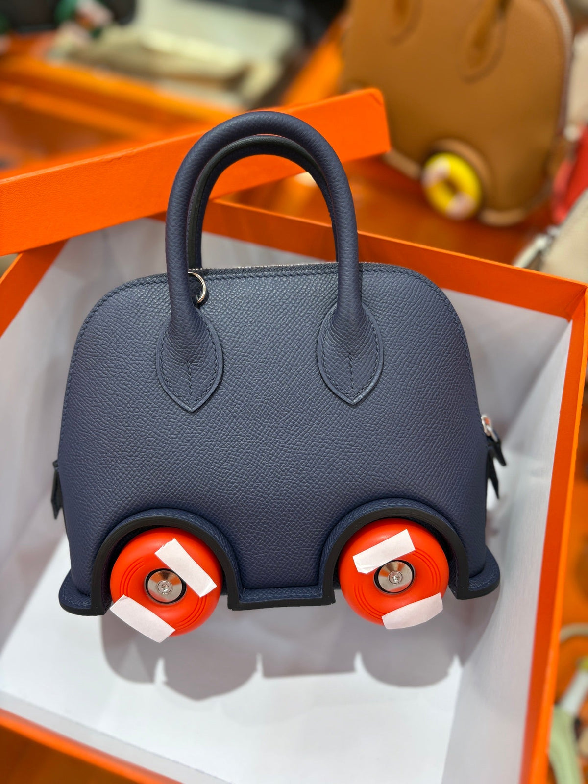 High-end Hermes 2026 Mini Bowling Wheel Bag Epsom Leather