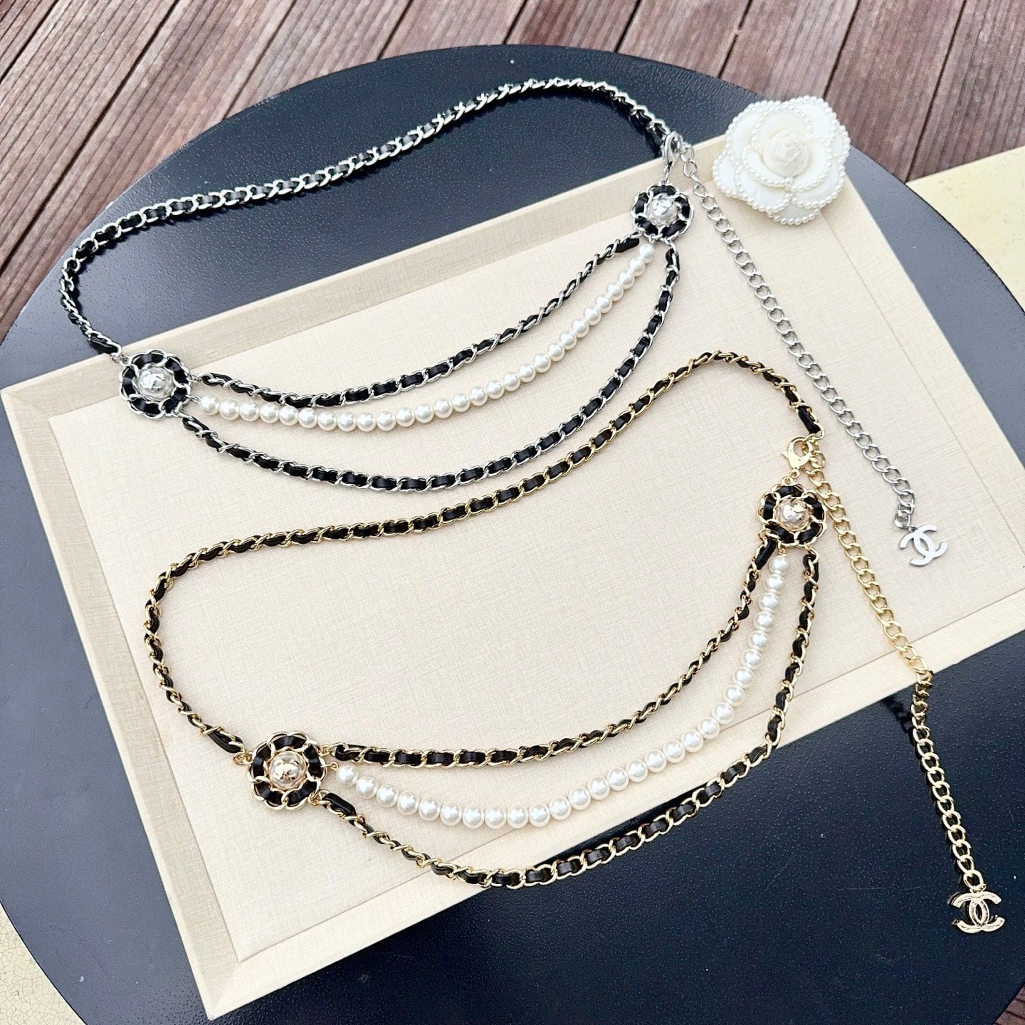 Chanel 2026 Interlaced Chain Pearl Layered Belt