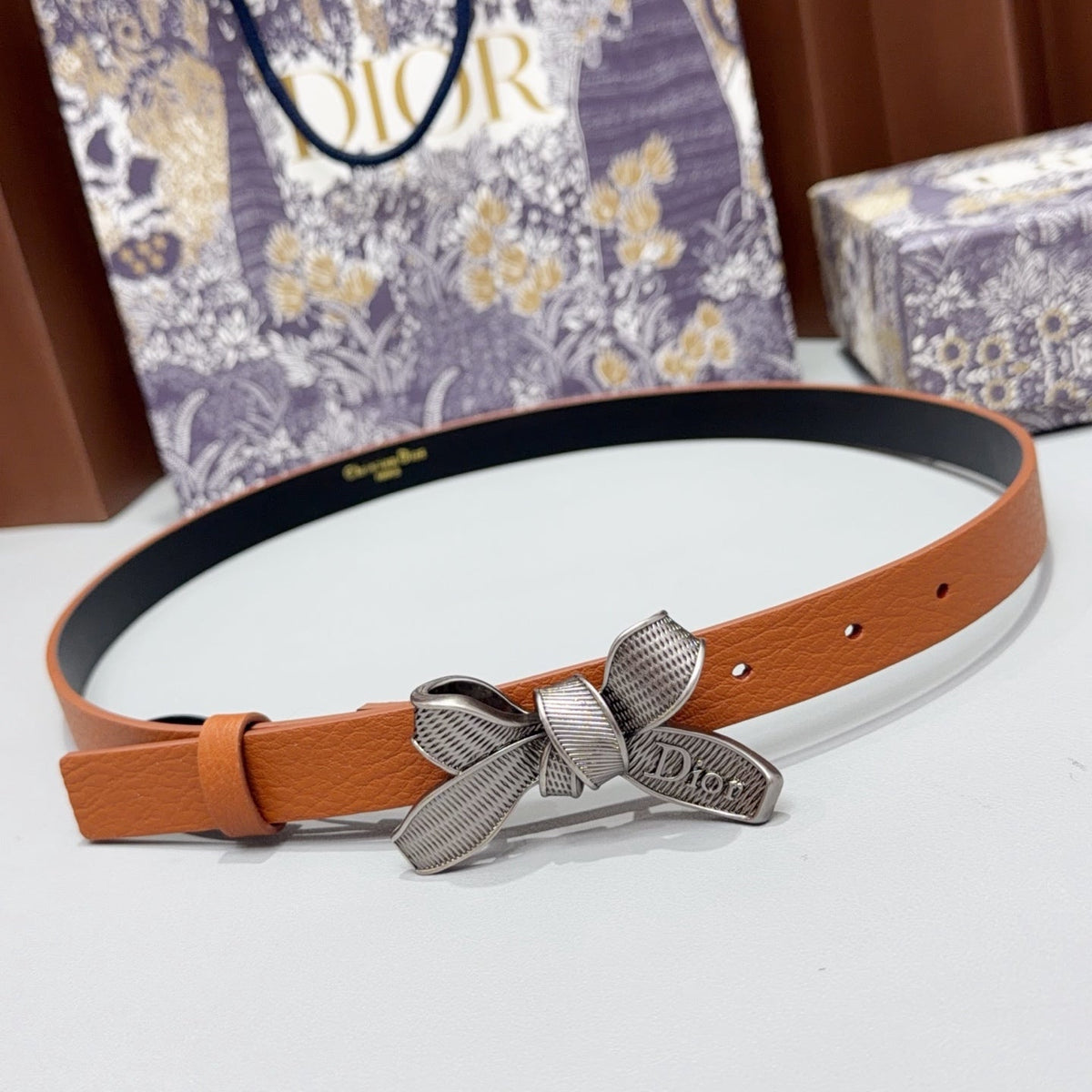 Dior 2026 Bow Belt 2.0cm Grain Cowhide