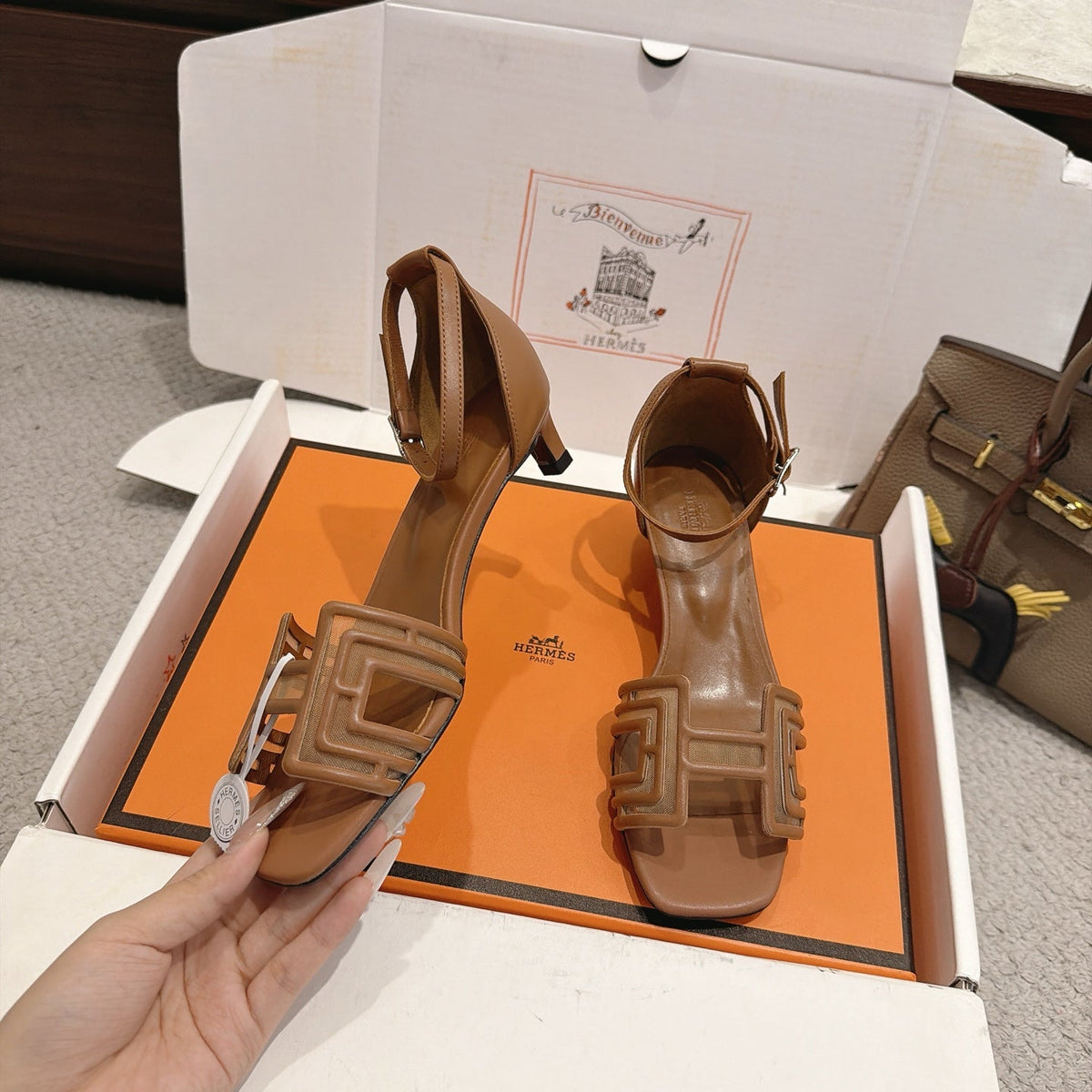 Hermes 2026 Joy Sandal Suede Mesh 898416
