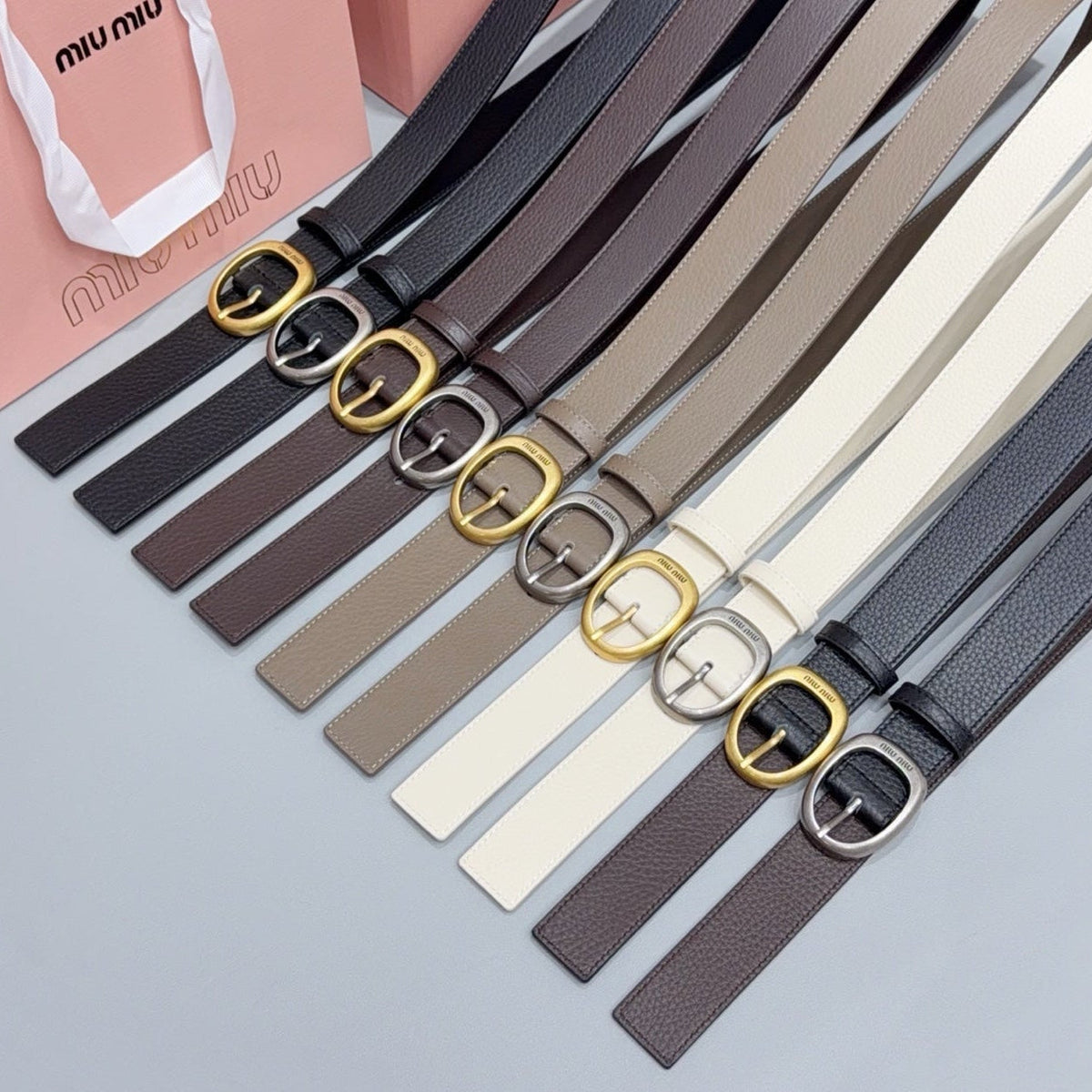Miumiu2026 Oval Buckle Belt 30mm Leather