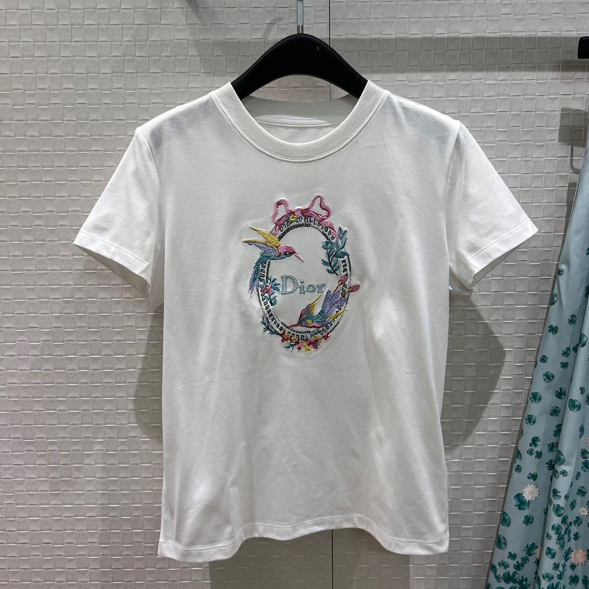 Dior 2026 Colorful Bird and Magic Mirror Logo Short-Sleeve T-Shirt White Cotton 758811