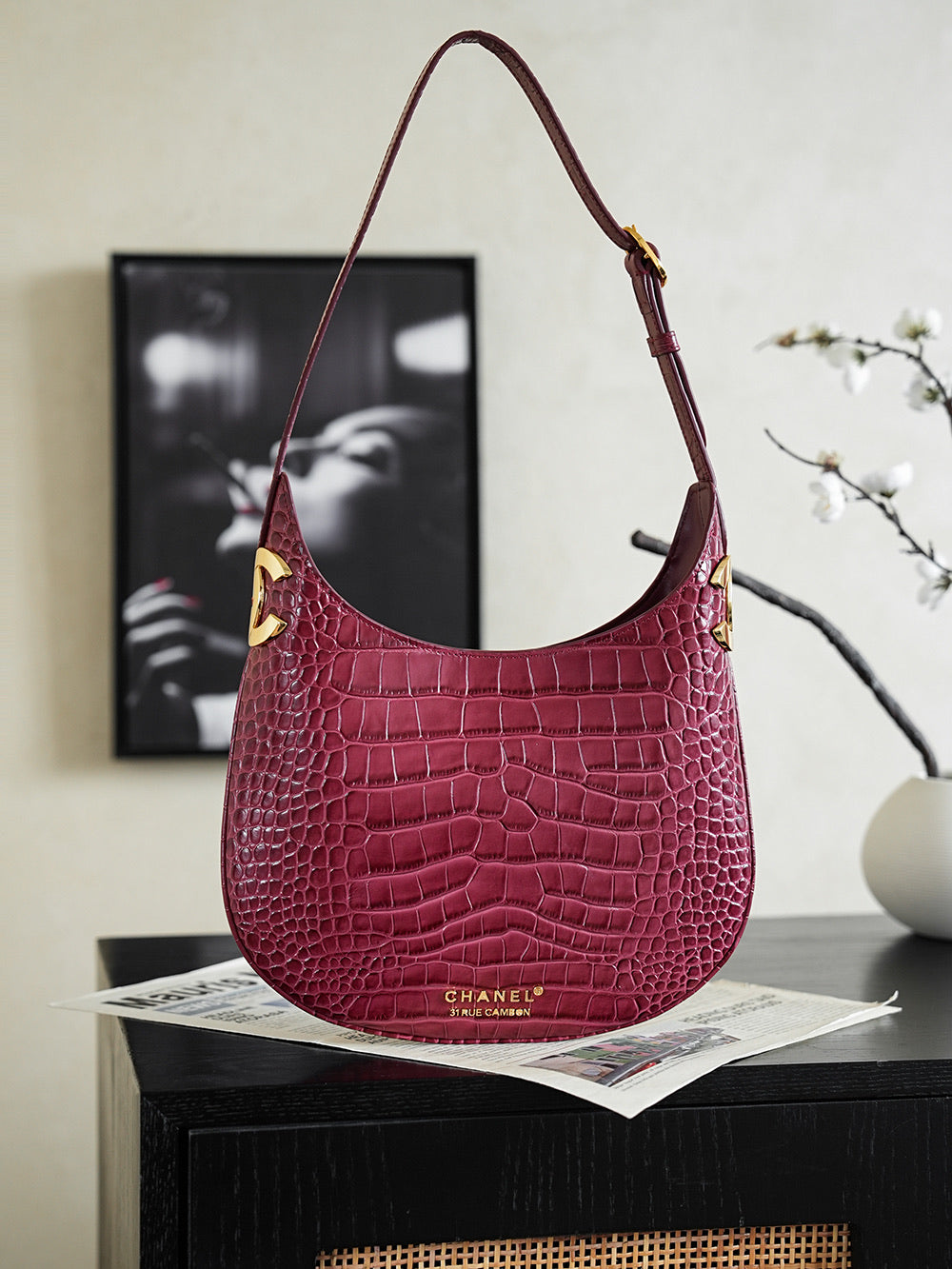 Chanel 2026 Shoulder Bag Crocodile Embossed Leather 167164