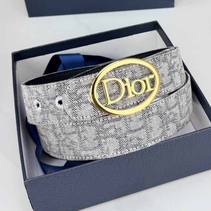 Dior 2026 Oblique Oval Logo Buckle Belt 35mm Canvas