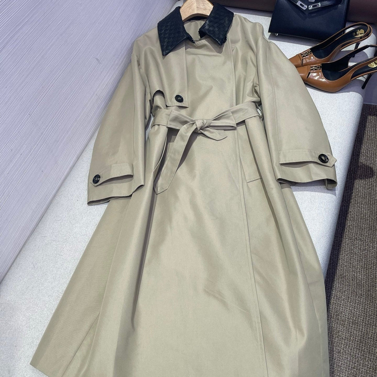 Bottega Veneta 2026 Trench Coat Cotton Leather 425287