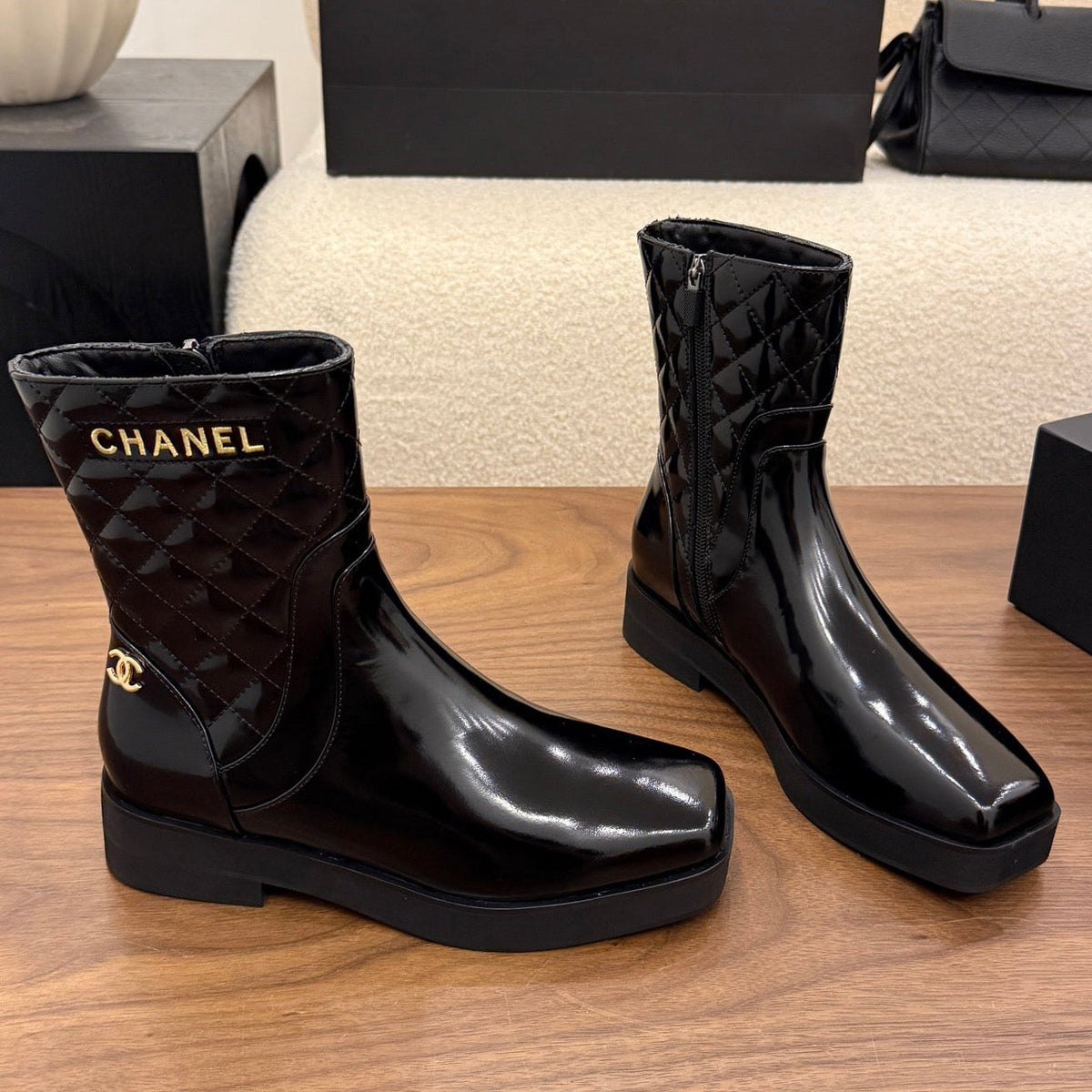 Chanel 2026 Quilted Boots Black Leather 173403