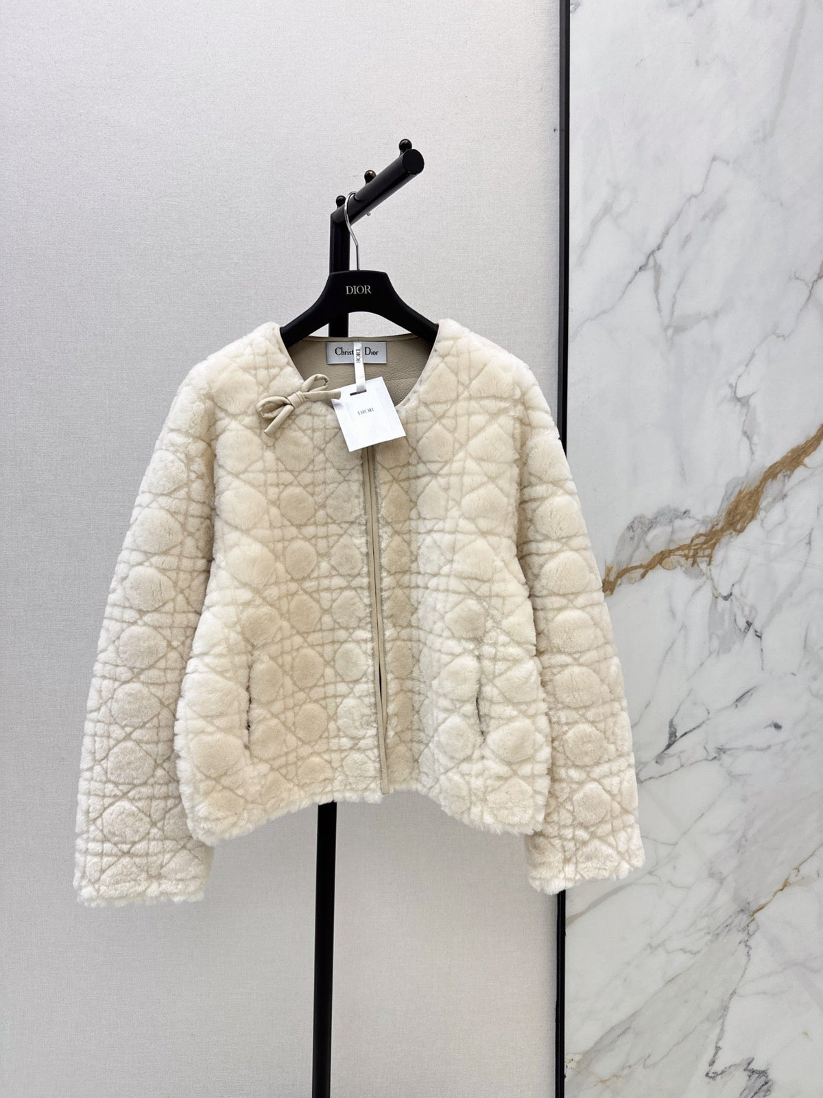 Dior 2026 Cannage Pattern Fur Coat 787415