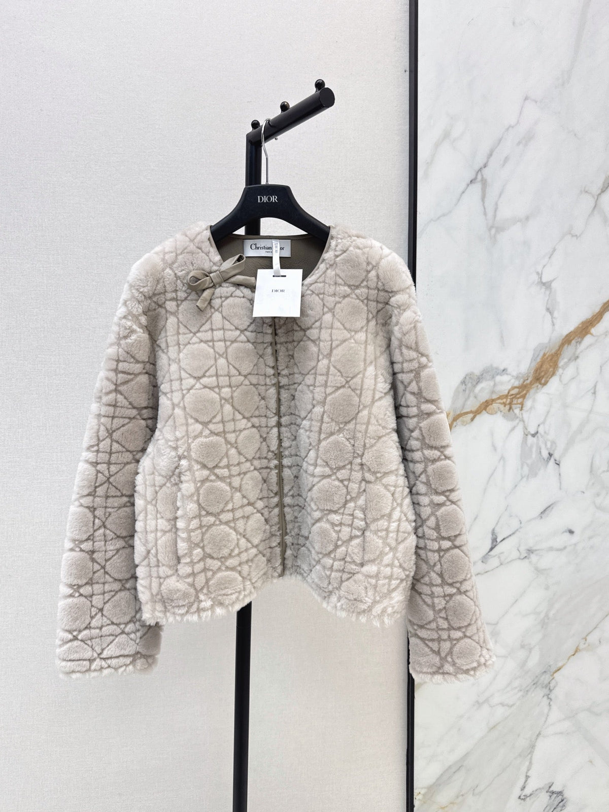 Dior 2026 Cannage Pattern Fur Coat 787415