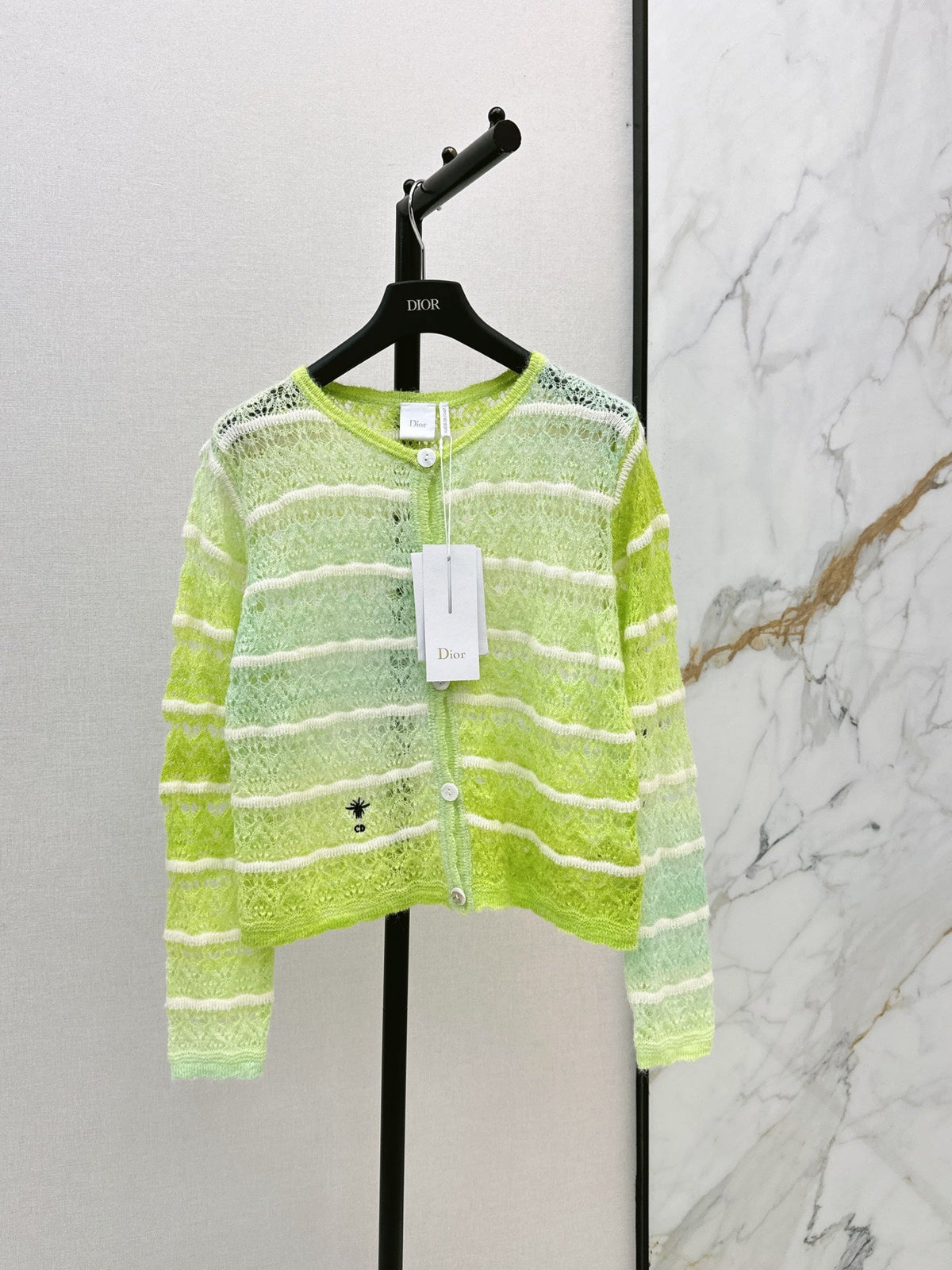 Dior 2026 Striped Crew Neck Knit Cardigan Wool 787445