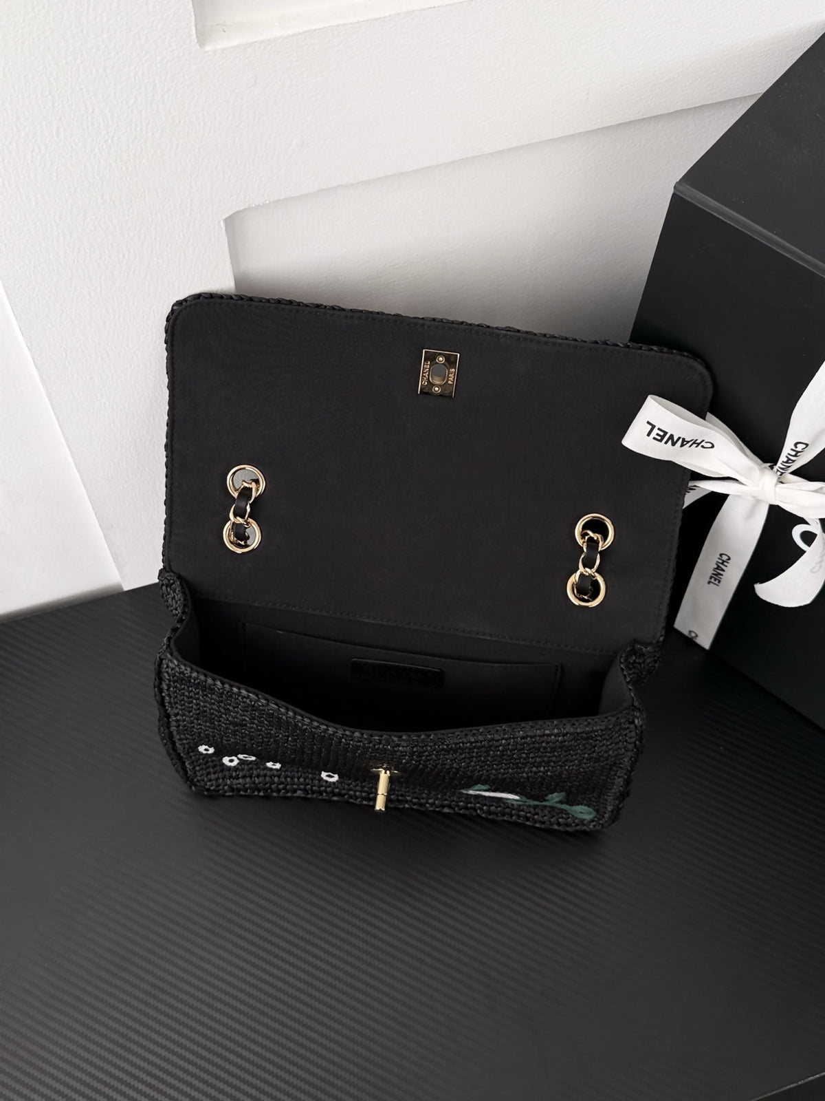 Chanel 2026  Small Cruise Flap Bag 26cm Black Braided Raffia