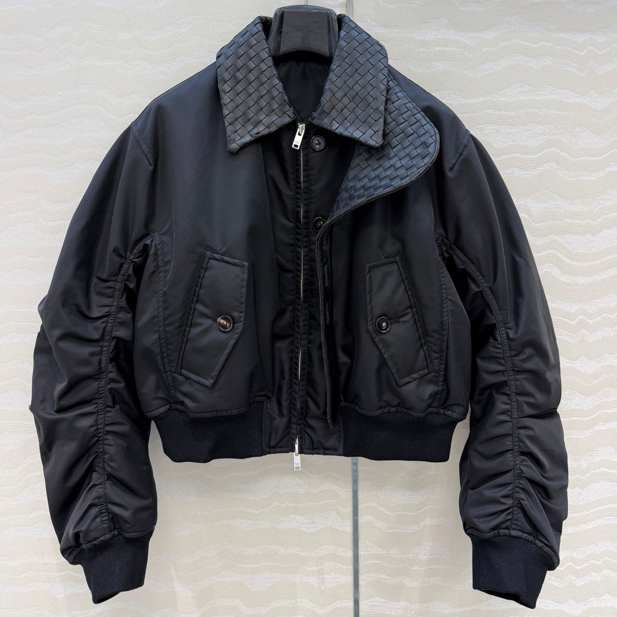 Bottega Veneta 2026 Intrecciato Jacket Cotton Leather 435633