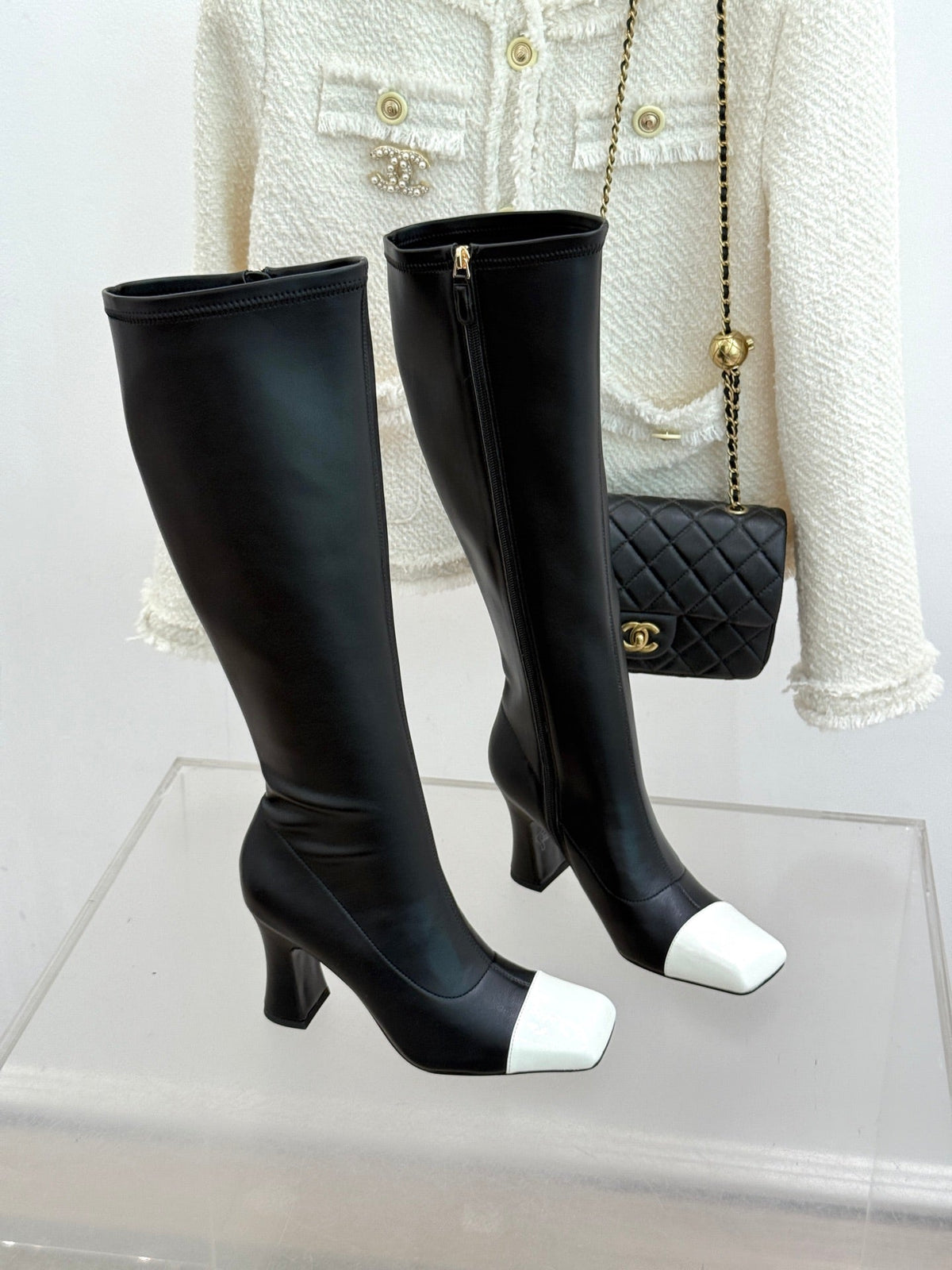 Chanel 2026 Two-Tone Boots 85mm Suede Leather 188517
